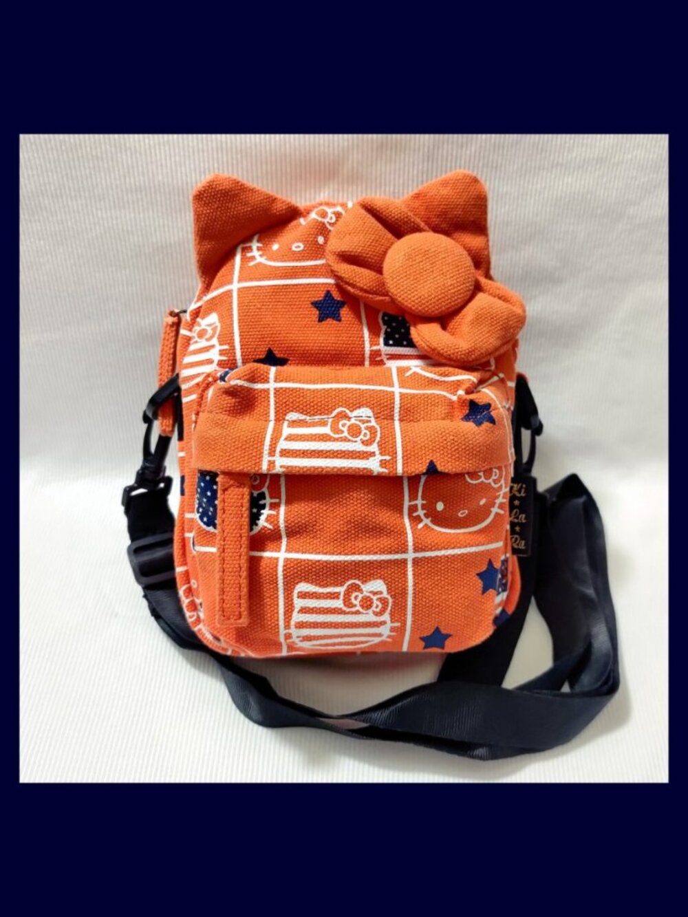 KiLaRa Hello Kitty Crossbody Purse Camera Bag Orange Blue White Stars & Stripes